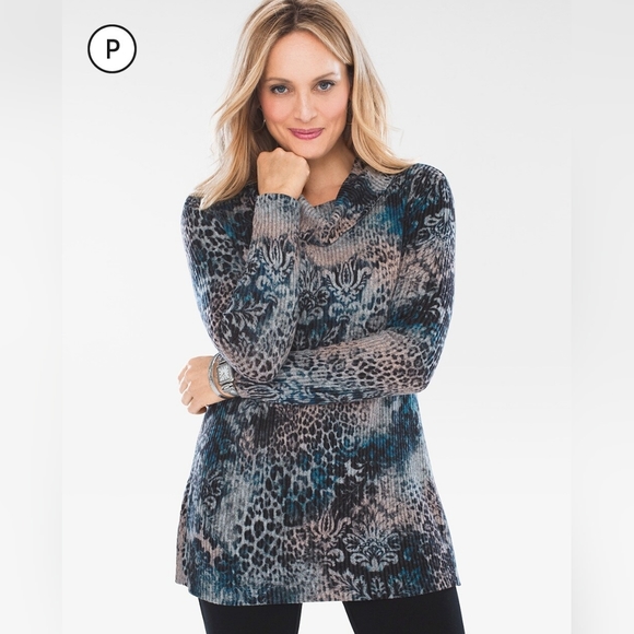 Chico's Tops - 💕 Chico's Zenergy Cozy Paisley Print Cowl Neck Tunic Top Size 00P